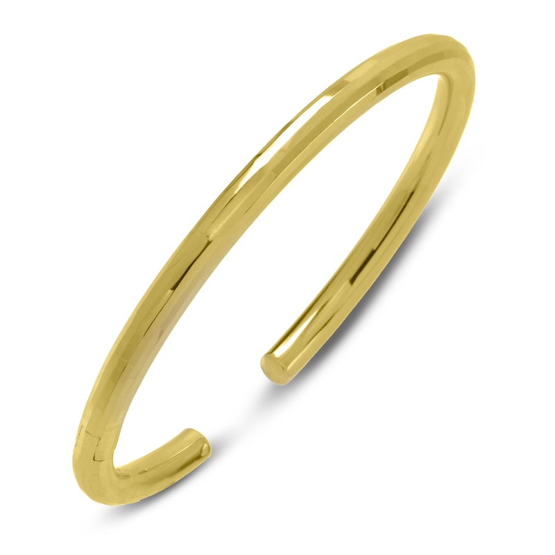 Main Image 3 of Italia D'Oro Diamond-Cut Cuff Bangle 14K Yellow Gold