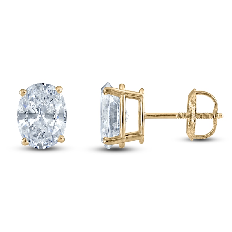 Oval-Cut Lab-Created Diamond Solitaire Stud Earrings 1-1/4 ct tw 14K Yellow Gold (F/SI2)