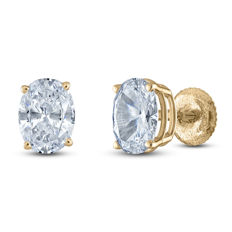 Oval-Cut Lab-Created Diamond Solitaire Stud Earrings 1-1/4 ct tw 14K Yellow Gold (F/SI2)