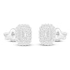 Thumbnail Image 1 of Emerald-Cut & Round Diamond Scalloped Halo Earrings 1/2 ct tw 10K White Gold