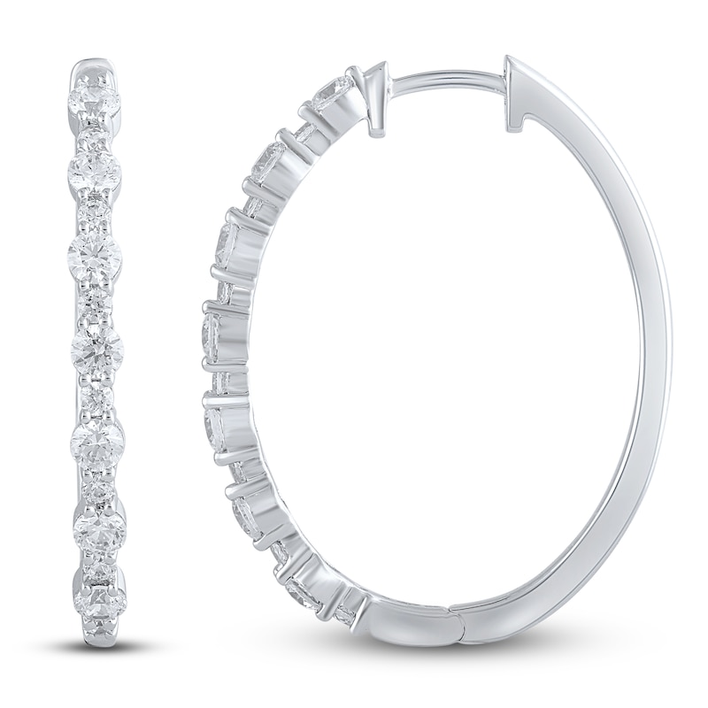 Main Image 1 of Diamond Hoop Earrings 1-1/2 ct tw 14K White Gold