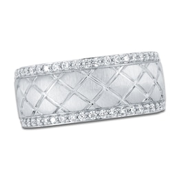 Men's Certified Diamond Checkered Wedding Band 1/2 ct tw 14K White Gold