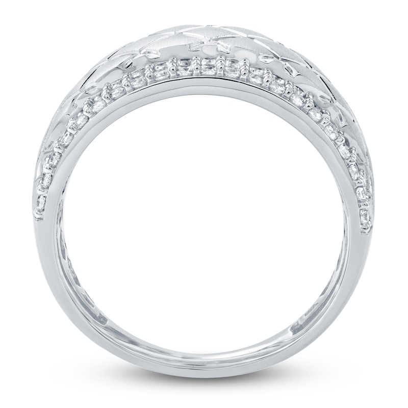 Main Image 3 of Men's Certified Diamond Checkered Wedding Band 1/2 ct tw 14K White Gold