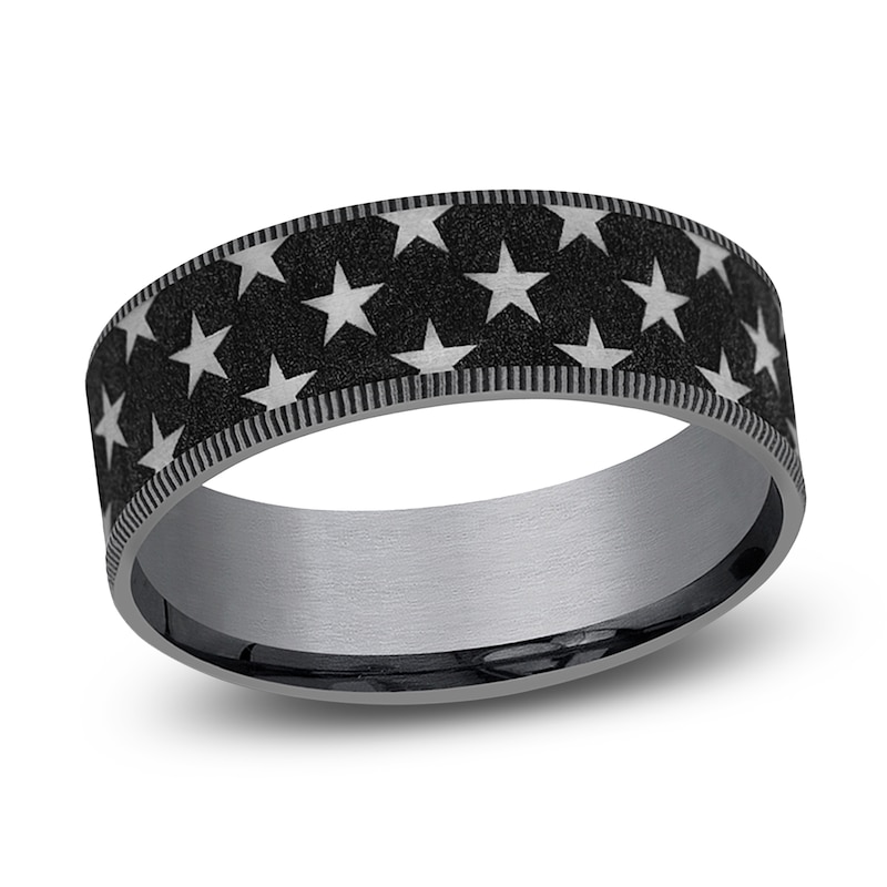 Main Image 1 of Men's Star Pattern Wedding Band Tantalum & Titanium