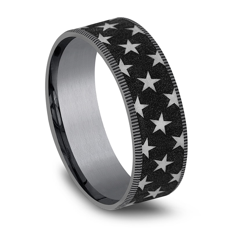 Main Image 2 of Men's Star Pattern Wedding Band Tantalum & Titanium