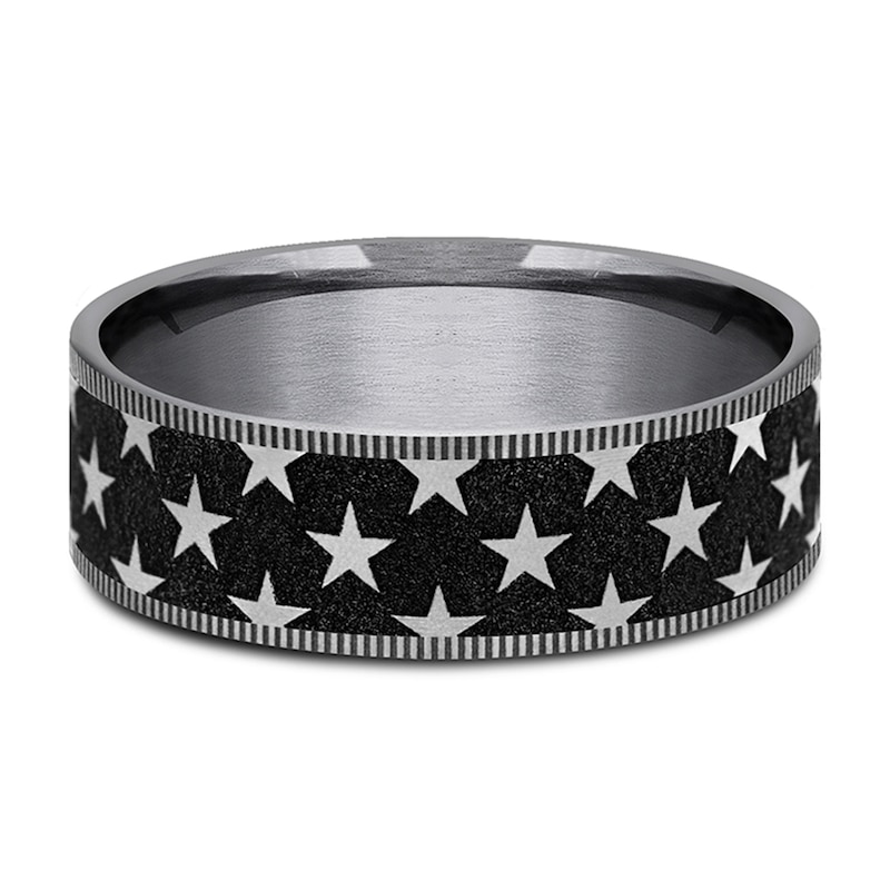 Main Image 3 of Men's Star Pattern Wedding Band Tantalum & Titanium