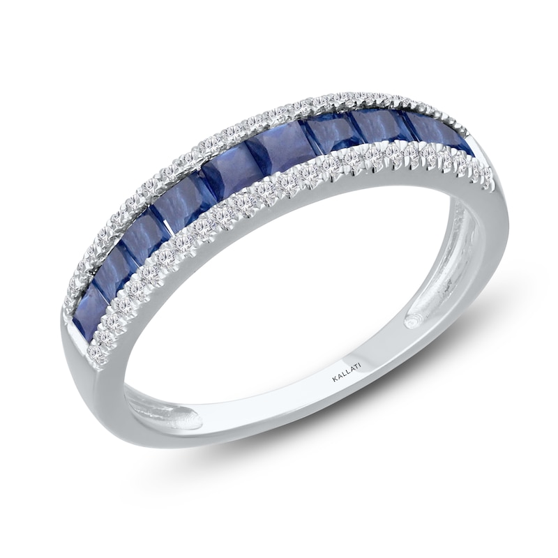 Main Image 2 of Kallati Square-Cut Natural Blue Sapphire & Diamond Ring 1/8 ct tw 14K White Gold