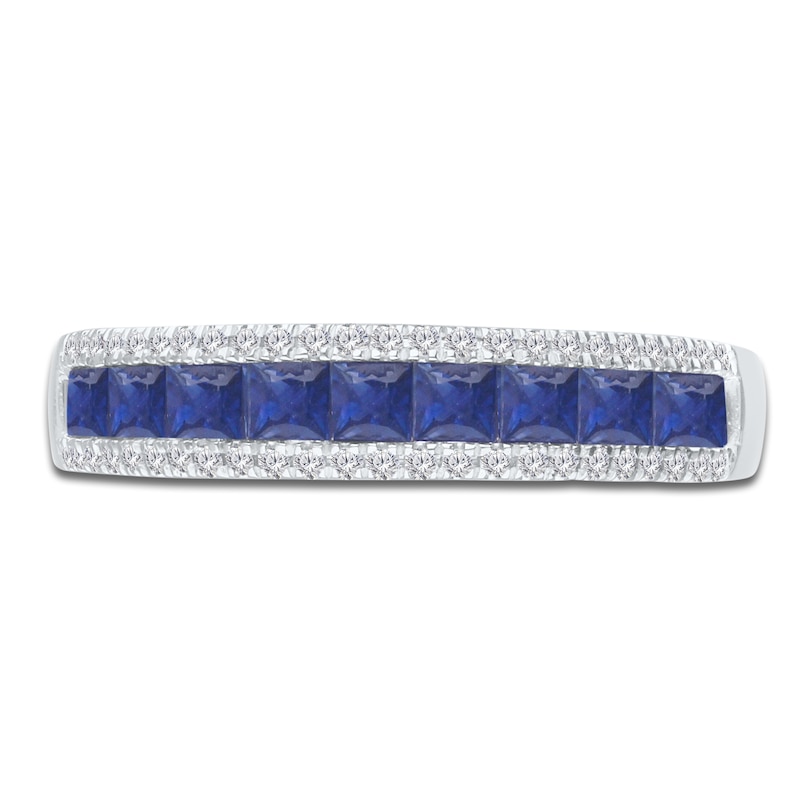 Main Image 3 of Kallati Square-Cut Natural Blue Sapphire & Diamond Ring 1/8 ct tw 14K White Gold