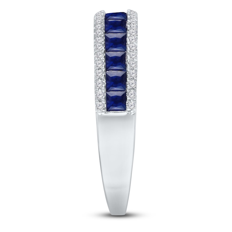 Main Image 5 of Kallati Square-Cut Natural Blue Sapphire & Diamond Ring 1/8 ct tw 14K White Gold