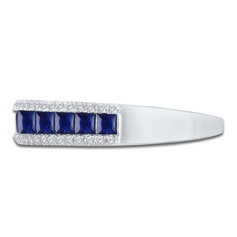 Main Image 6 of Kallati Square-Cut Natural Blue Sapphire & Diamond Ring 1/8 ct tw 14K White Gold