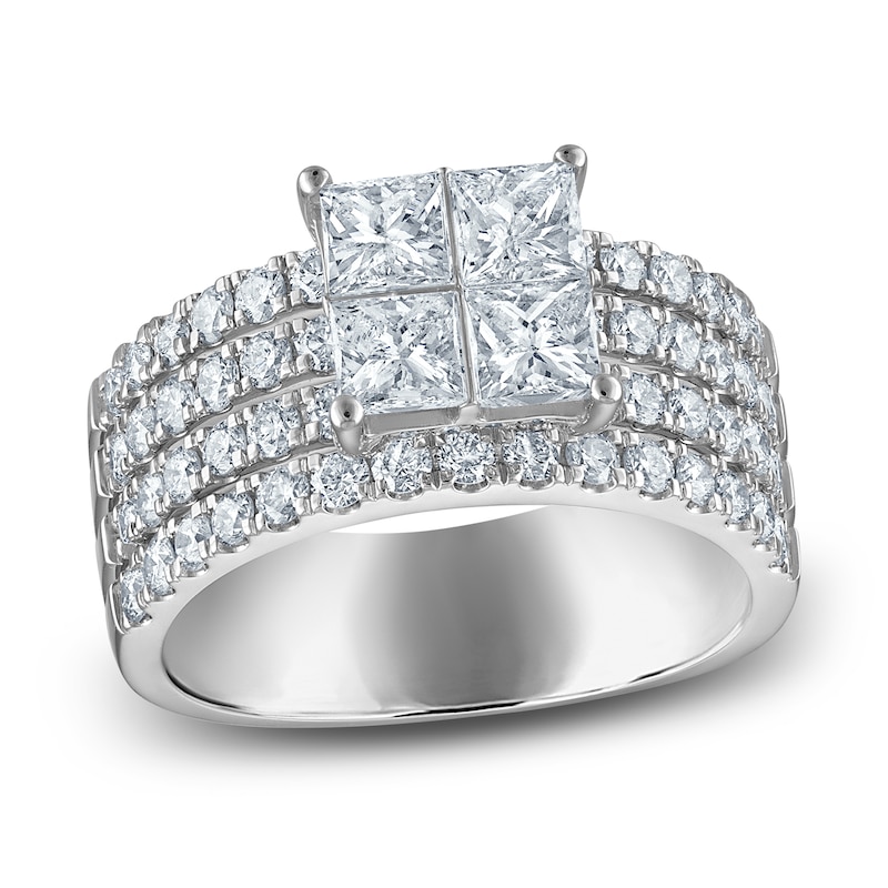Main Image 1 of Brilliant Moments Princess-Cut Quad Diamond Engagement Ring 2-1/2 ct tw 14K White Gold
