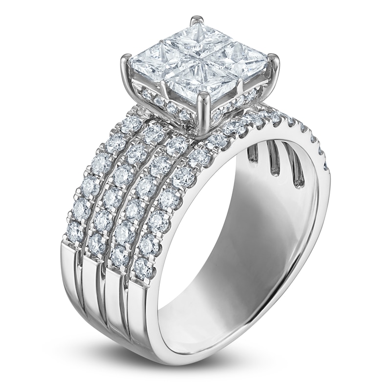 Main Image 2 of Brilliant Moments Princess-Cut Quad Diamond Engagement Ring 2-1/2 ct tw 14K White Gold