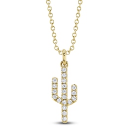 Shy Creation Diamond Cactus Necklace 1/10 ct tw 14K Yellow Gold 18" JR55001165