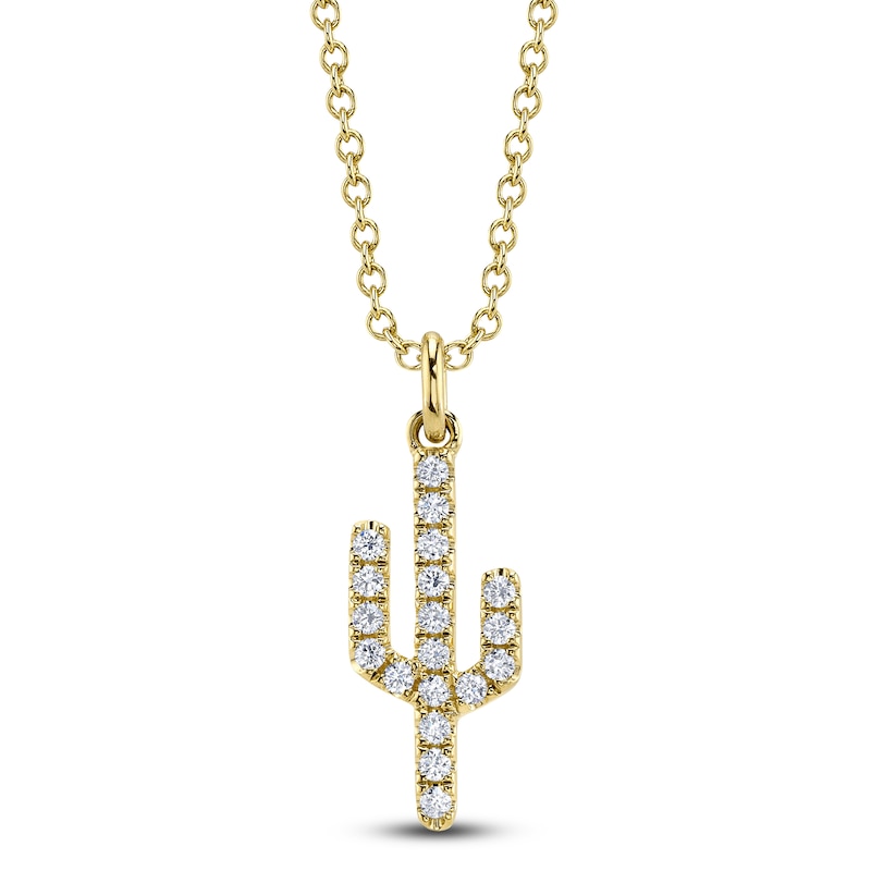 Main Image 1 of Shy Creation Diamond Cactus Necklace 1/10 ct tw 14K Yellow Gold 18" JR55001165