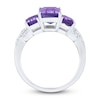 Thumbnail Image 4 of Baguette-Cut Natural Amethyst & White Lab-Created Sapphire Three-Stone Ring Sterling Silver
