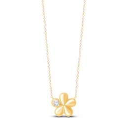 Children's Diamond Flower Necklace 1/20 ct tw 14K Yellow Gold 13"