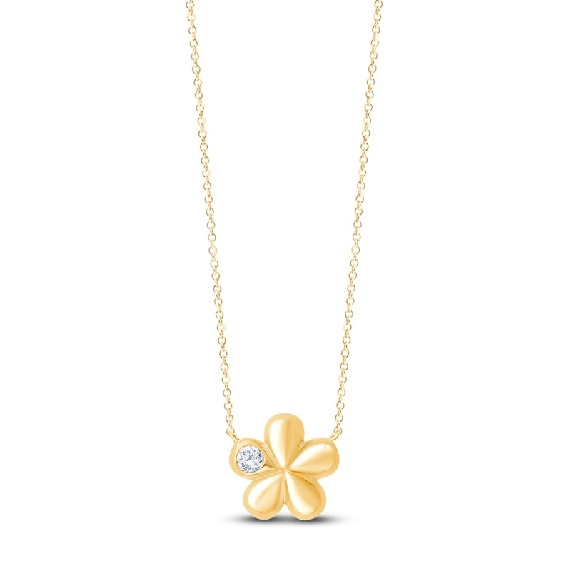 Main Image 1 of Children's Diamond Flower Necklace 1/20 ct tw 14K Yellow Gold 13"