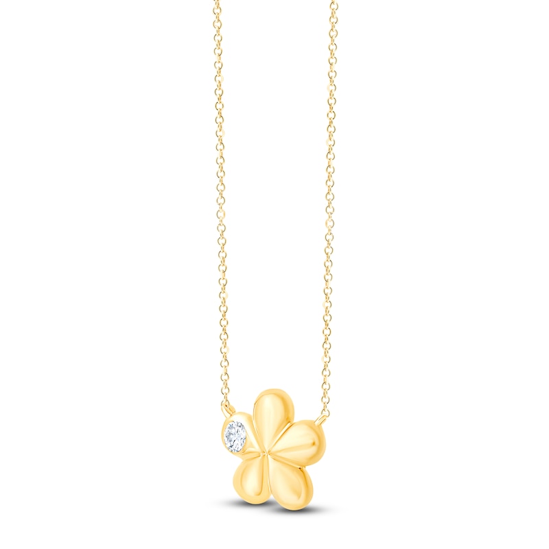 Main Image 2 of Children's Diamond Flower Necklace 1/20 ct tw 14K Yellow Gold 13"