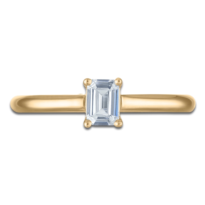 Main Image 3 of Emerald-Cut Lab-Grown Diamond Solitaire Plus Engagement Ring 1/2 ct tw 18K Yellow Gold (VS2/F)