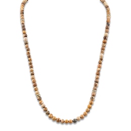 1933 by Esquire Men's Natural Jasper Bead Necklace 18K Yellow Gold-Plated Sterling Silver 26"