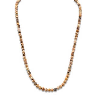 1933 by Esquire Men's Natural Jasper Bead Necklace 18K Yellow Gold-Plated Sterling Silver 26"