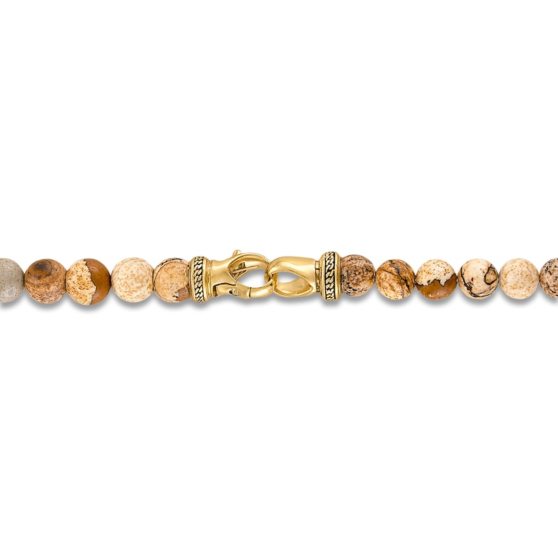 Main Image 3 of 1933 by Esquire Men's Natural Jasper Bead Necklace 18K Yellow Gold-Plated Sterling Silver 26"