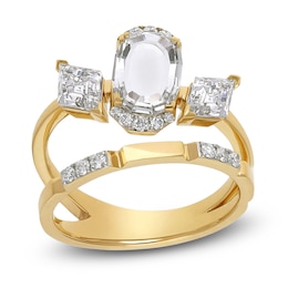 J'Lure Oval Portrait-Cut & Lozenge Step-Cut Lab-Grown Diamond Ring 2-1/8 ct tw 14K Yellow Gold