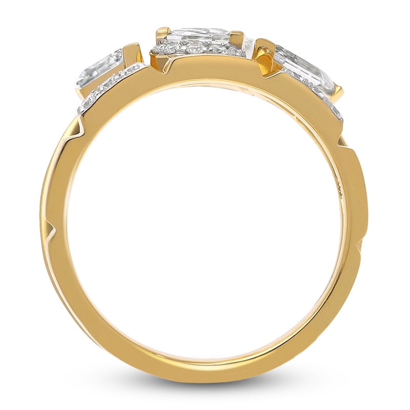 Main Image 2 of J'Lure Oval Portrait-Cut & Lozenge Step-Cut Lab-Grown Diamond Ring 2-1/8 ct tw 14K Yellow Gold
