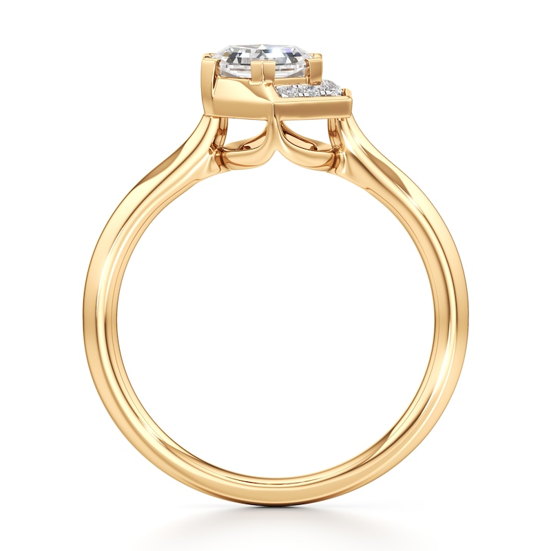 Main Image 2 of J'Lure Hexagon Brilliant-Cut Lab-Grown Diamond Half-Halo Engagement Ring 1 ct tw 18K Yellow Gold
