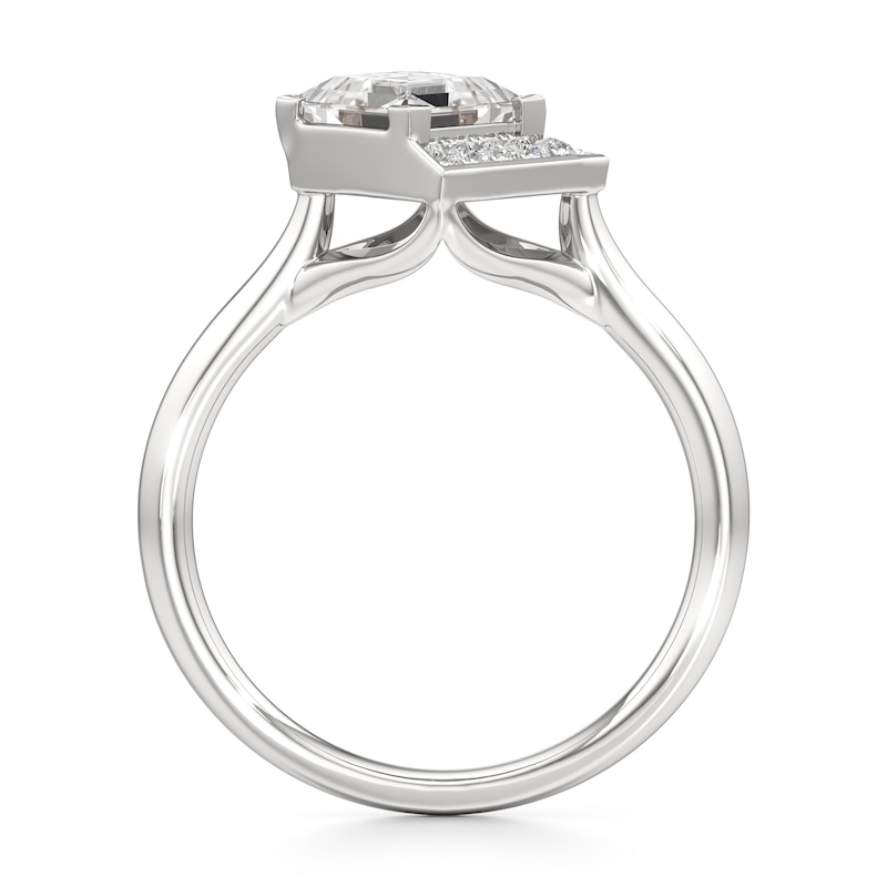 Main Image 2 of J'Lure Carre Step-Cut Lab-Grown Diamond Half-Halo Engagement Ring 1 ct tw 18K White Gold
