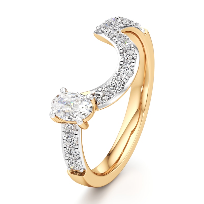 Main Image 4 of J'Lure Oval Step-Cut Lab-Grown Diamond Contour Wedding Band 3/4 ct tw 18K Yellow Gold