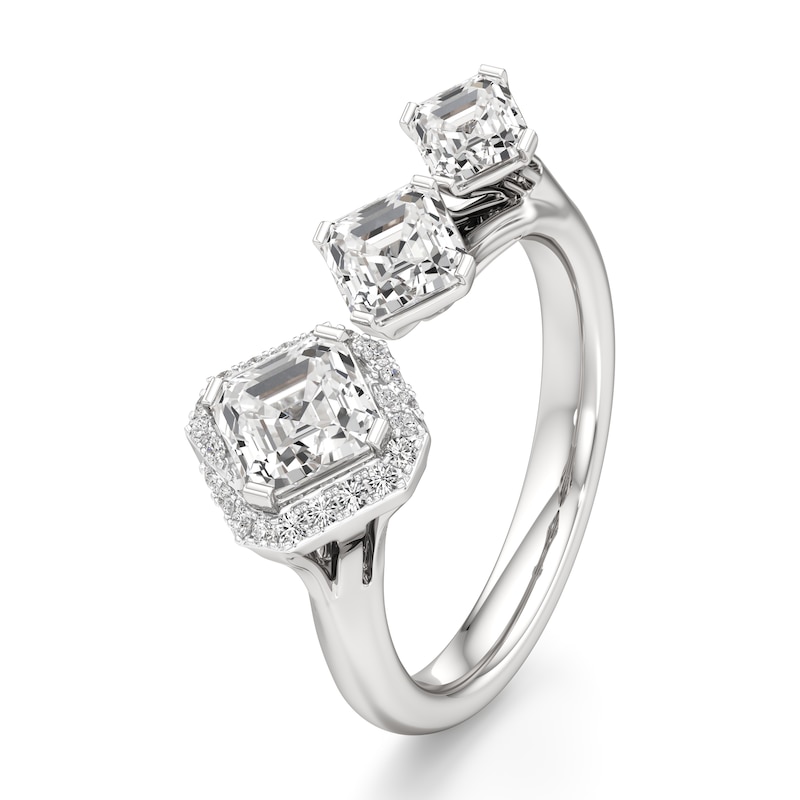 Main Image 4 of J'Lure Square-Emerald Step-Cut Lab-Grown Diamond Engagement Ring 2-1/6 ct tw 18K White Gold
