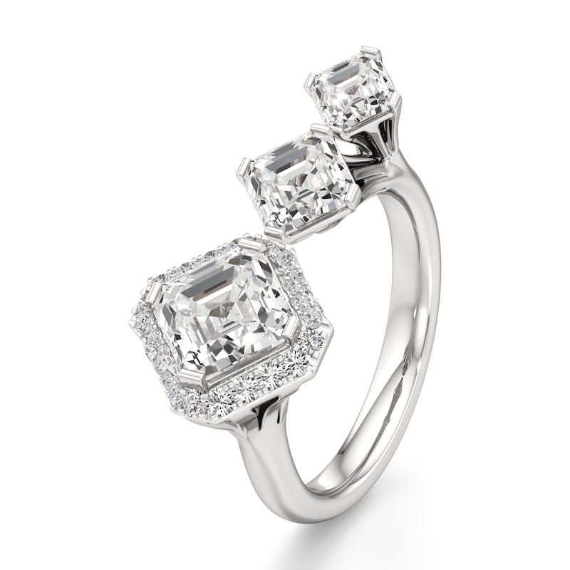 Main Image 4 of J'Lure Square-Emerald Step-Cut Lab-Grown Diamond Engagement Ring 3-5/8 ct tw 18K White Gold