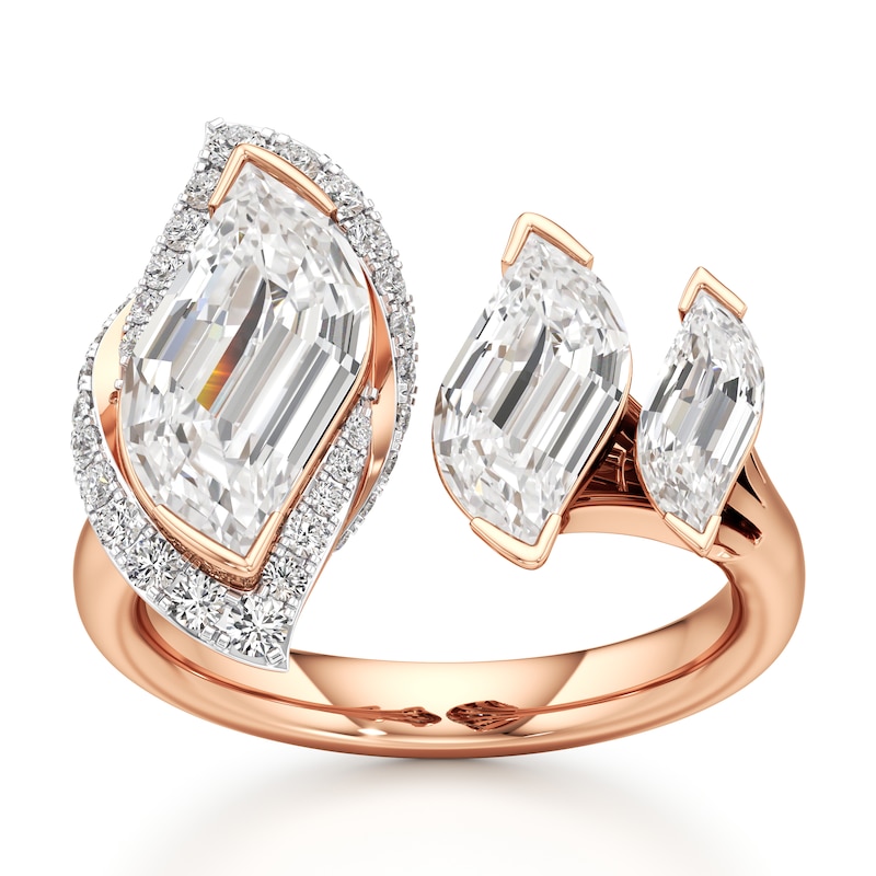 Main Image 1 of J'Lure Leaf Step-Cut Lab-Grown Diamond Engagement Ring 3-3/4 ct tw 18K Rose Gold