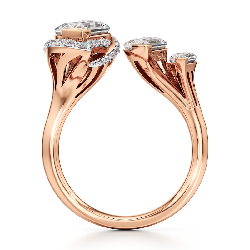 Main Image 2 of J'Lure Leaf Step-Cut Lab-Grown Diamond Engagement Ring 3-3/4 ct tw 18K Rose Gold
