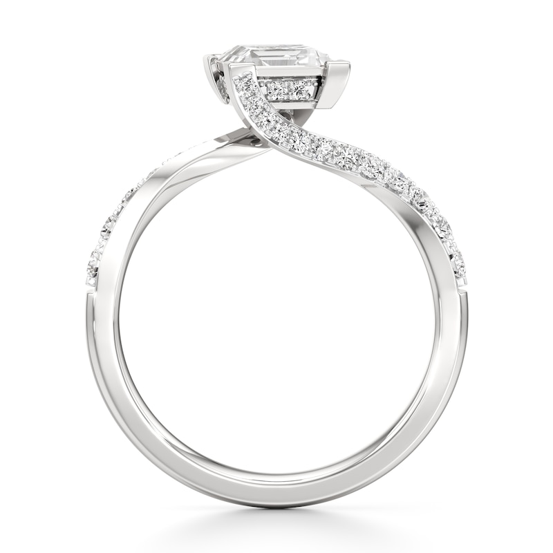 Main Image 2 of J'Lure Carre Step-Cut Lab-Created Diamond Bypass Engagement Ring 1-1/3 ct tw 18K White Gold
