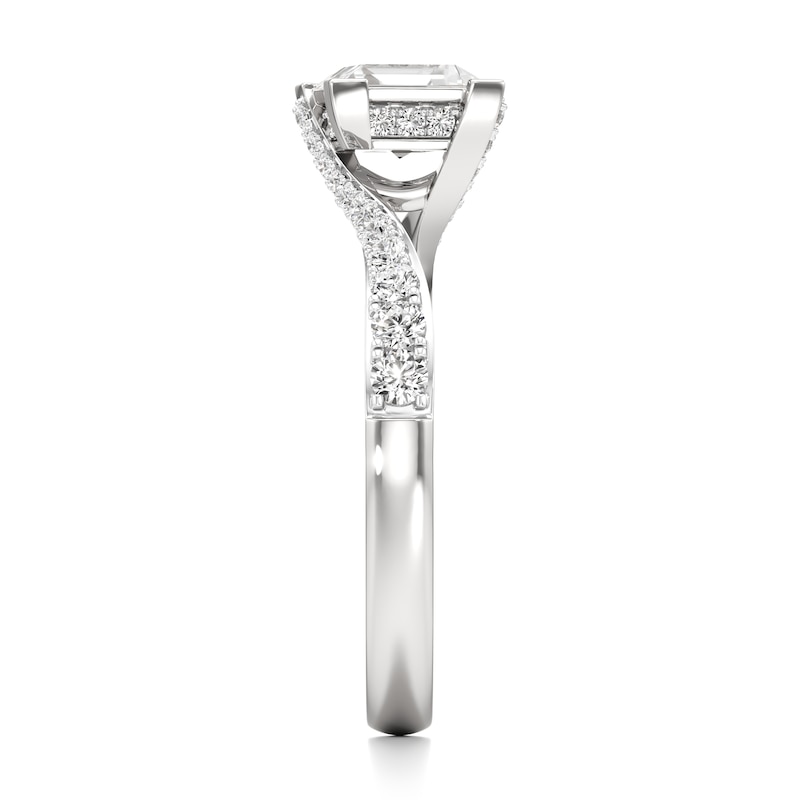 Main Image 3 of J'Lure Carre Step-Cut Lab-Created Diamond Bypass Engagement Ring 1-1/3 ct tw 18K White Gold
