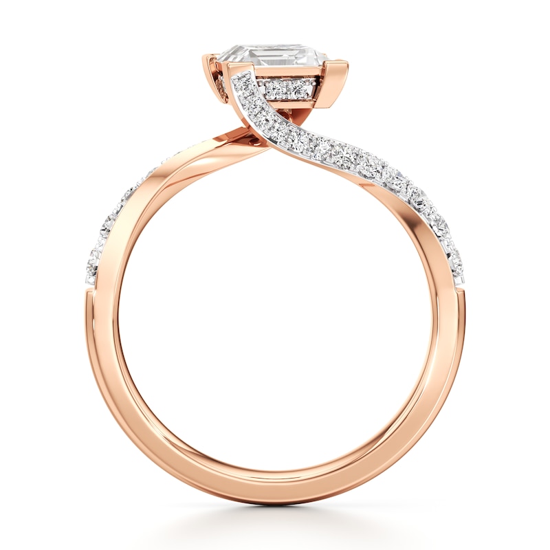 Main Image 2 of J'Lure Carre Step-Cut Lab-Grown Diamond Bypass Engagement Ring 1-1/3 ct tw 18K Rose Gold
