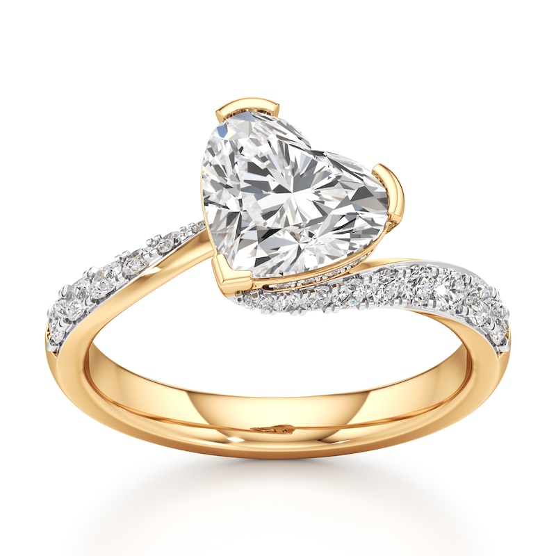 Main Image 1 of J'Lure Heart Brilliant-Cut Lab-Grown Diamond Bypass Engagement Ring 2-3/8 ct tw 18K Yellow Gold