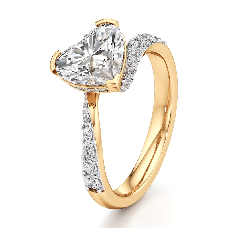Main Image 4 of J'Lure Heart Brilliant-Cut Lab-Grown Diamond Bypass Engagement Ring 2-3/8 ct tw 18K Yellow Gold