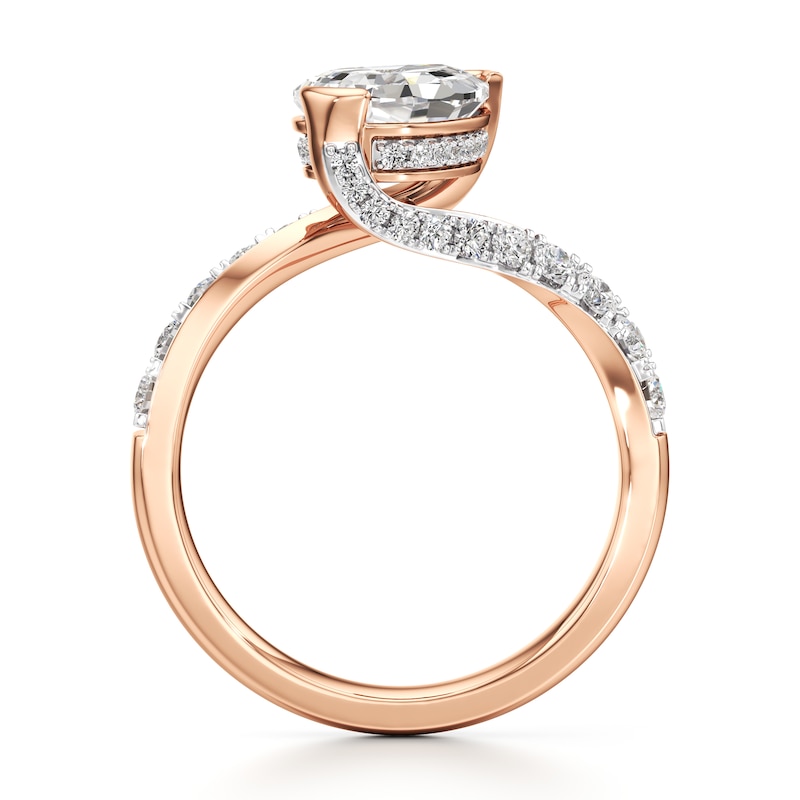 Main Image 2 of J'Lure Pear Step-Cut Lab-Grown Diamond Bypass Engagement Ring 2-1/2 ct tw 18K Rose Gold