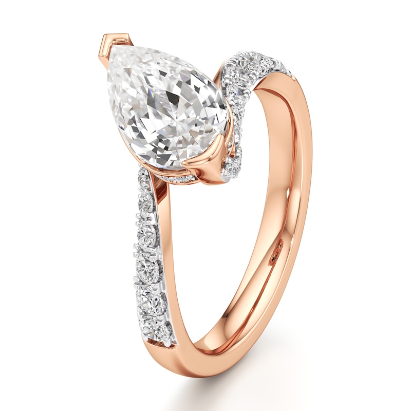 Main Image 4 of J'Lure Pear Step-Cut Lab-Grown Diamond Bypass Engagement Ring 2-1/2 ct tw 18K Rose Gold