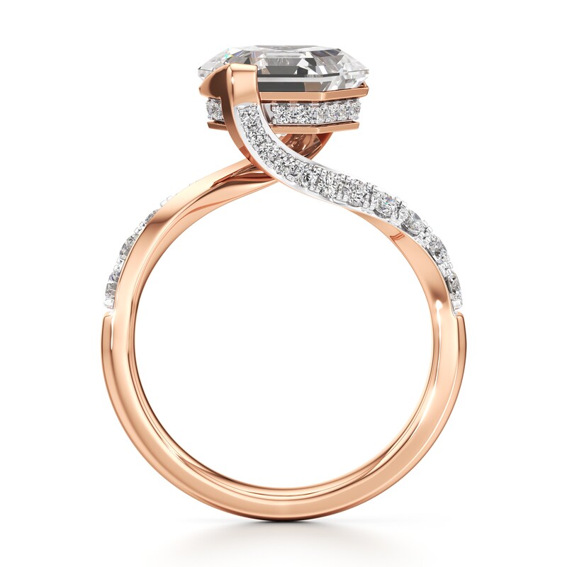 Main Image 2 of J'Lure Hexagon Step-Cut Lab-Grown Diamond Bypass Engagement Ring 3-3/8 ct tw 18K Rose Gold