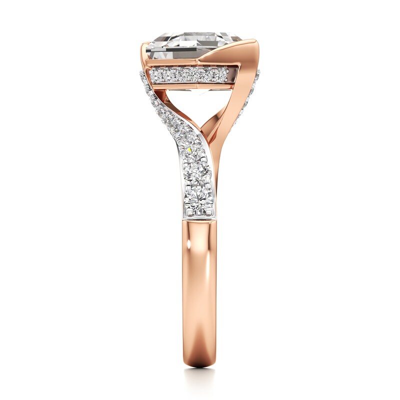 Main Image 3 of J'Lure Hexagon Step-Cut Lab-Grown Diamond Bypass Engagement Ring 3-3/8 ct tw 18K Rose Gold