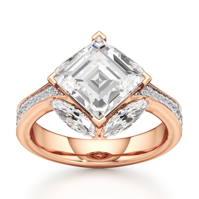 Main Image 1 of J'Lure Carre Step-Cut Lab-Grown Diamond Engagement Ring 4-1/2 ct tw 18K Rose Gold