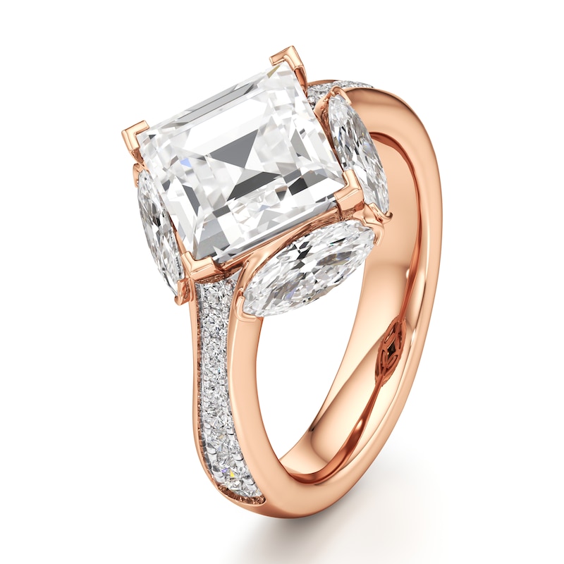 Main Image 4 of J'Lure Carre Step-Cut Lab-Grown Diamond Engagement Ring 4-1/2 ct tw 18K Rose Gold