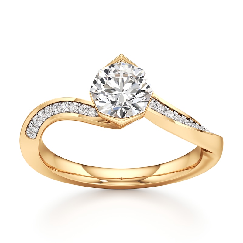 Main Image 1 of J'Lure Octagon Brilliant-Cut Lab-Grown Diamond Bypass Engagement Ring 1 ct tw 18K Yellow Gold