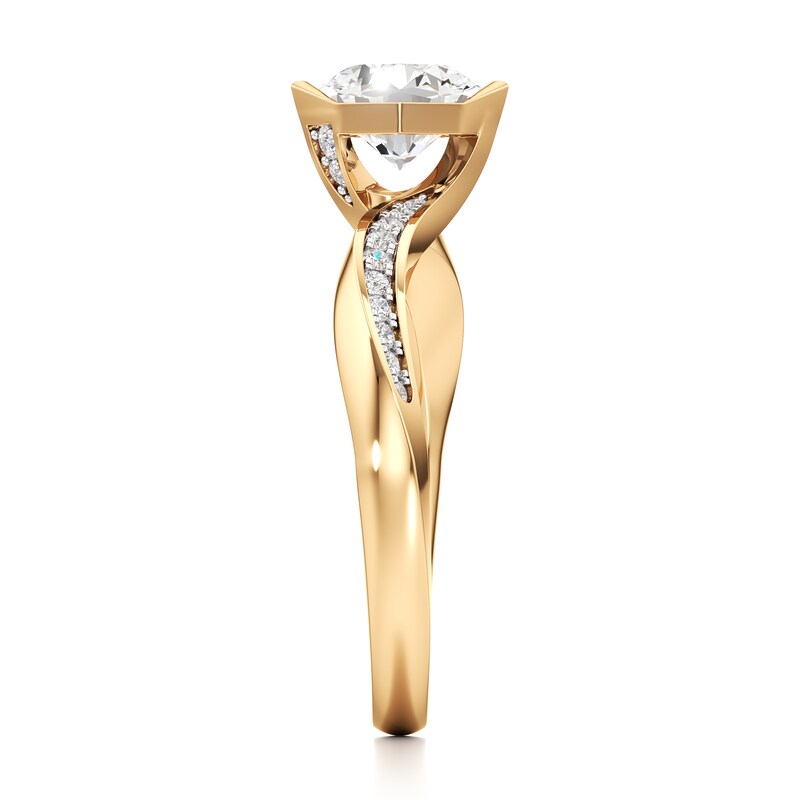 Main Image 3 of J'Lure Octagon Brilliant-Cut Lab-Grown Diamond Bypass Engagement Ring 1 ct tw 18K Yellow Gold