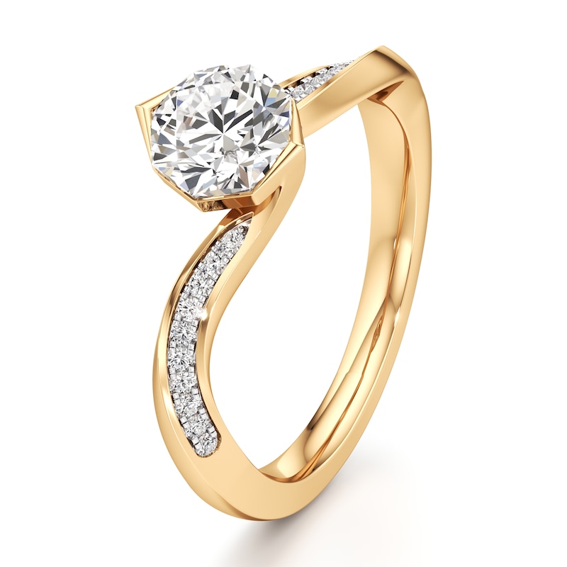 Main Image 4 of J'Lure Octagon Brilliant-Cut Lab-Grown Diamond Bypass Engagement Ring 1 ct tw 18K Yellow Gold
