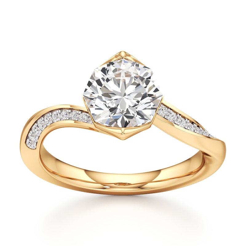Main Image 1 of J'Lure Octagon Brilliant-Cut Lab-Grown Diamond Bypass Engagement Ring 2-1/6 ct tw 18K Yellow Gold
